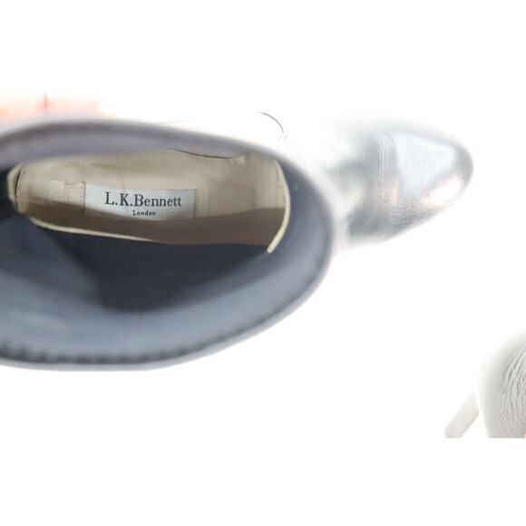 LK Bennett Platform Black Leather Sock Boots 4" Heel Size 6 or 6.5 - Picture 15 of 16